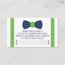Kleiner Mann-Windeln-Raffelschein, blau, grün Begleitkarte