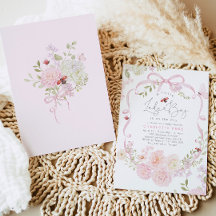 Kleiner Marienkäfer Rosa Schleife Wildblumen-Baby-