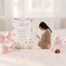 Kleiner Marienkäfer Wildblumen-Baby-Shower-Foto