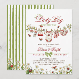 Kleiner Marienkäfer-Wildblumen-Mädchen-Baby-Party Einladung