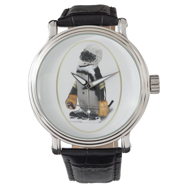 Kleiner Mascot Hockey Pinguin Armbanduhr (Vorderseite)