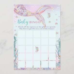 Kleiner Meerjungfrau Mädchen Baby Shower Bingo Spi Mitteilungskarte