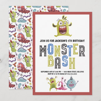 Kleiner Monster Bash Geburtstag Einladung