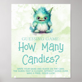 Kleiner Monster Boy Baby Shower Rutsche Spielzeich Poster