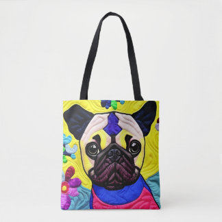 Kleiner Mops-Welpe-Quilt wie Design Tasche