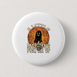 Kleiner Morgen-Pick-Me-Up-Halloween-Geist-Schädel- Button
