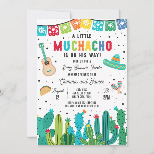 Kleiner Muchacho auf dem Weg Boy Fiesta Babydusche Einladung (Vorderseite)
