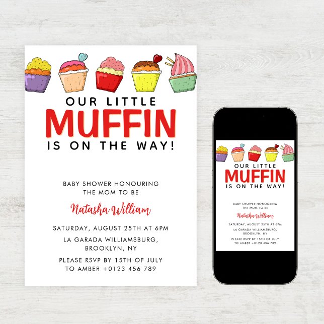 Kleiner Muffin ist auf dem Weg Babydusche Einladung (Von Creator hochgeladen)