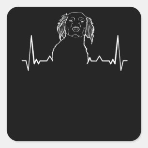 Kleiner Munsterlander Heartbeat Quadratischer Aufkleber