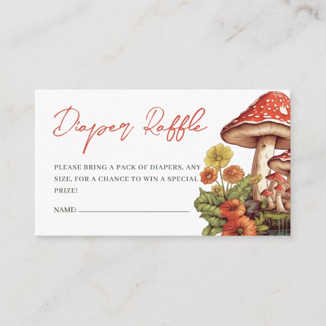 Kleiner Mushroom Fall Babydusche Windeln Raffle Begleitkarte (Vorderseite)