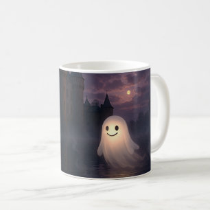 Kleiner netter Geist geht spazieren Kaffeetasse
