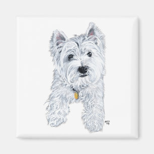 Kleiner neugieriger Westie Magnet