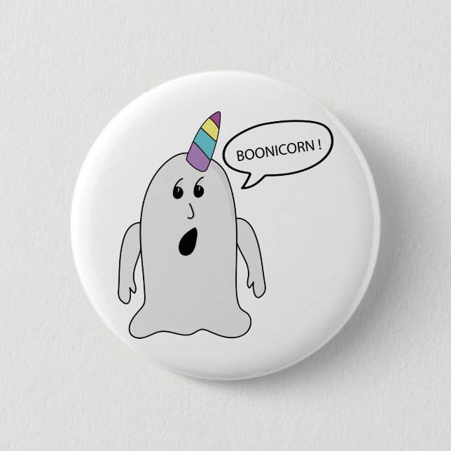 Kleiner Niedlicher Boonicorn Ghost Button (Vorderseite)