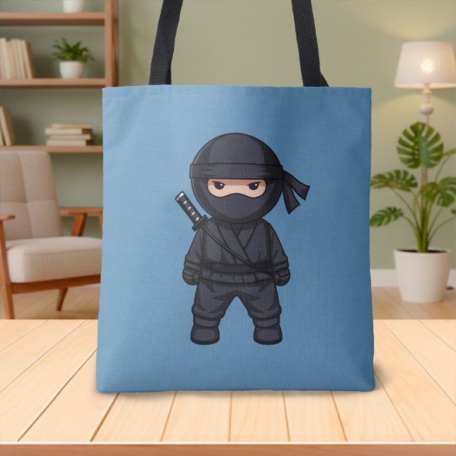 Kleiner Ninja-Krieger auf Blau Tasche (Von Creator hochgeladen)