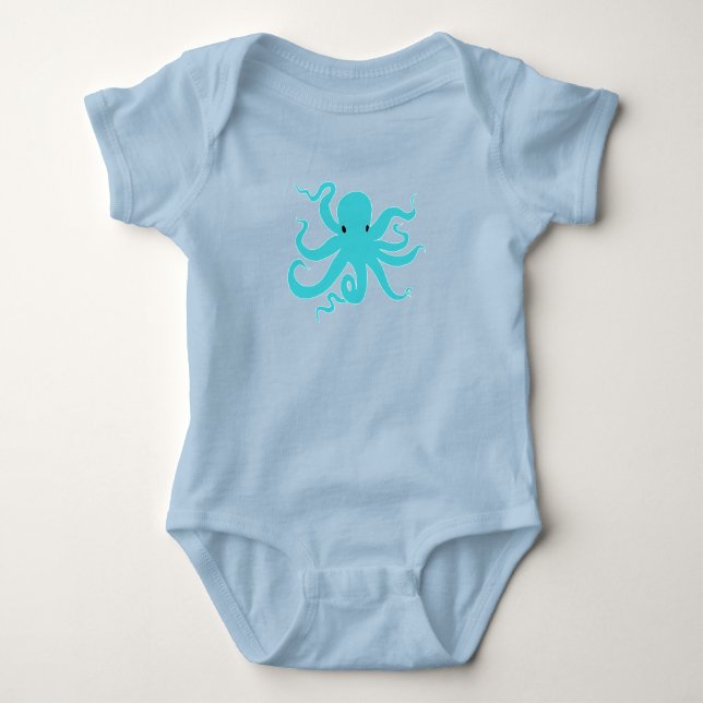 Kleiner Octopus Baby Body Anzug - Niedliche Meeres Baby Strampler (Vorderseite)
