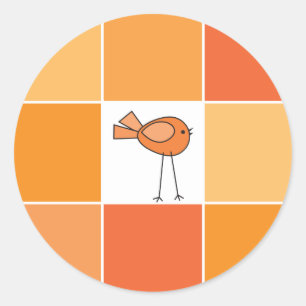kleiner orange Vogel Runder Aufkleber