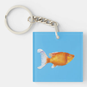 Kleiner orangefarbener Fisch Schlüsselanhänger