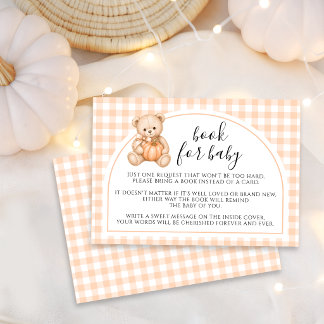 Kleiner orangefarbener Kürbis-Teddy-Bär-Buch für B RSVP Karte