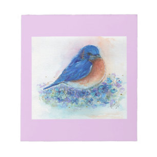 Kleiner öster Blauvogel mit Blume von Renee Notizblock