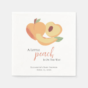 Kleiner Peach ist auf dem Weg Baby Dusche Niedlich Serviette