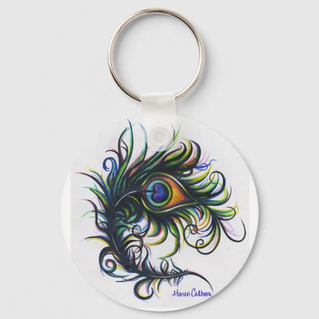 Kleiner Peacock Feather-Schlüsselanhänger Schlüsselanhänger (Vorderseite)