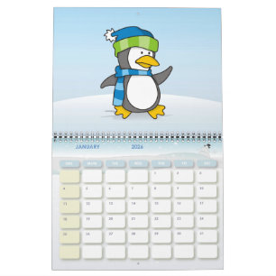 Kleiner Pinguin beim Schnee Kalender