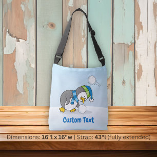 Kleiner Pinguin bekommt eine Schneeball-Crossbody- Tragetaschen Mit Langen Trägern