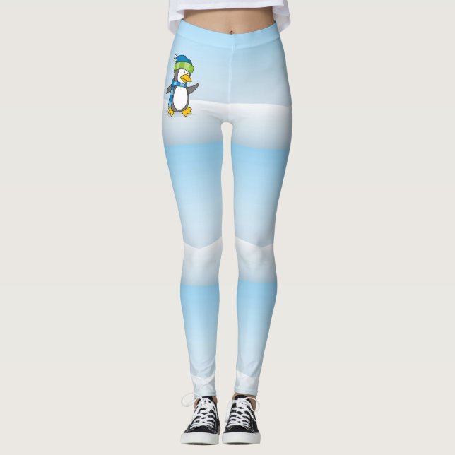 Kleiner Pinguin, der auf Schnee geht Leggings (Vorderseite)