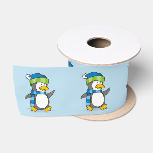 Kleiner Pinguin, der auf Schnee geht Satinband