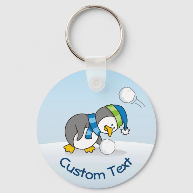 Kleiner Pinguin Erlangen eines Schneeballganges Sc Schlüsselanhänger (Vorderseite)