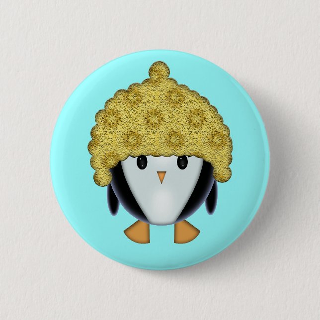 Kleiner Pinguin mit einem Pinback-Button Button (Vorderseite)