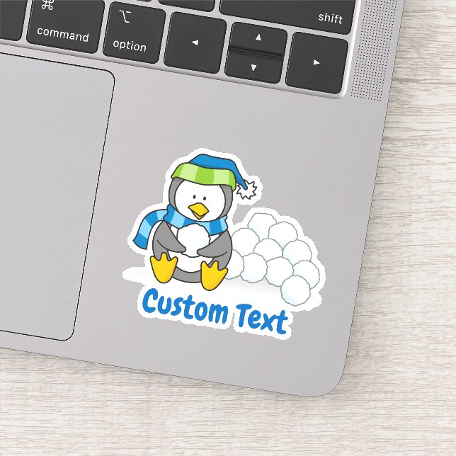 Kleiner Pinguin mit Schneebällen Aufkleber (Detail)