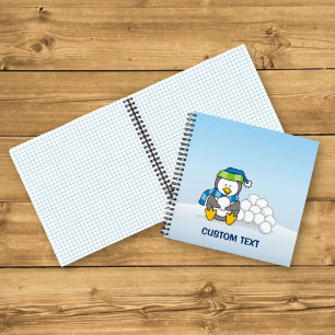 Kleiner Pinguin mit Schneebällen Notizbuch