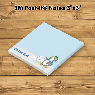 Kleiner Pinguin mit Schneeballschuhen Post-it Klebezettel