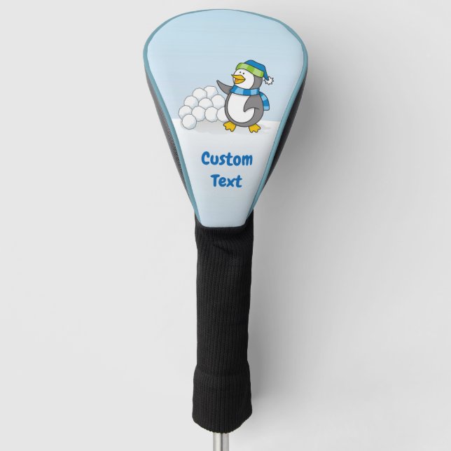 Kleiner Pinguin mit schneebedeckten Bälle mit Golf Golf Headcover (Vorderseite)