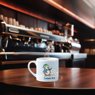 Kleiner Pinguin mit schneebedeckten Kugeln Espressotasse