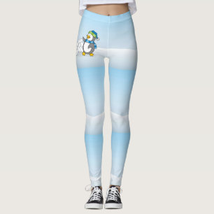 Kleiner Pinguin mit schneebedeckten Kugeln Leggings