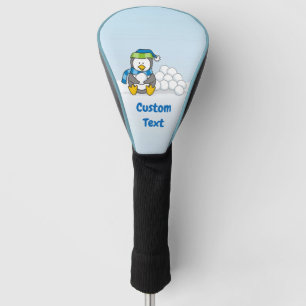 Kleiner Pinguin sitzend mit Snowballs Golf Head Co Headcover