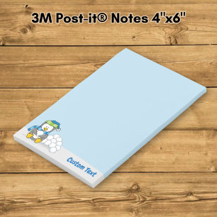 Kleiner Pinguin sitzend mit Snowballs Post-it Note Klebezettel