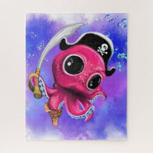 Kleiner Pink Octopus Pirate Puzzle Funny Cartoon