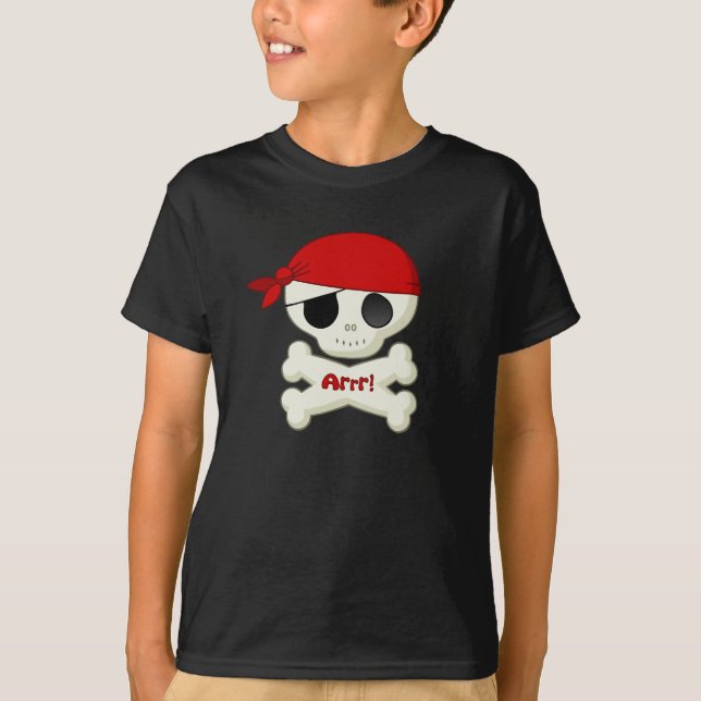 Kleiner Piraten-Schädel und Knochen-T - Shirt (Vorderseite)