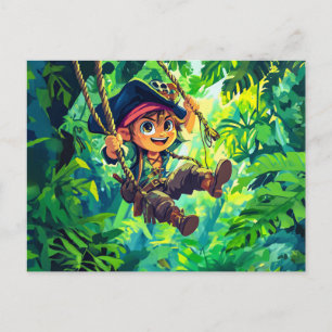 Kleiner Piratenflug mit Spaß beim Entdecken des Ds Postkarte