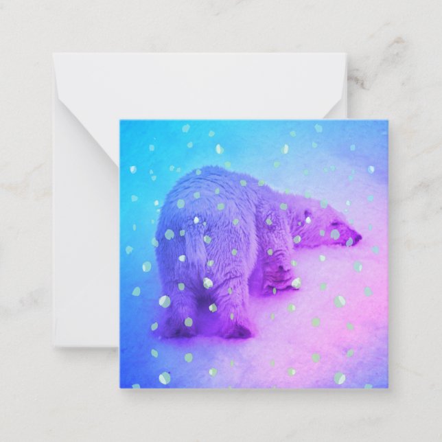 Kleiner Polar Bär, der seinen Kopf auf den Schnee  Mitteilungskarte (Vorderseite)