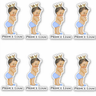 Kleiner Prinz Baby Junge Blau Gold Krone Ethnisch Aufkleber