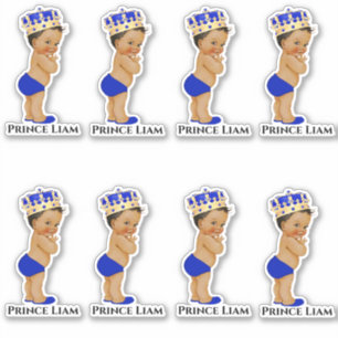 Kleiner Prinz Baby Junge Royal Blau Gold Krone Aufkleber