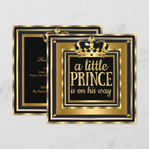 Kleiner Prinz Baby Shower Gold Faux Folie Schwarz Einladung