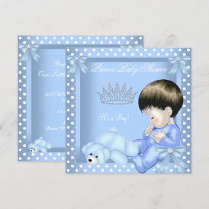 Kleiner Prinz Baby Shower Junge Blau Weiß Polka-Pu Einladung