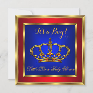 Kleiner Prinz Baby Shower Junge Königlich Rot Blau Einladung