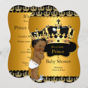 Kleiner Prinz Baby Shower Junge Krone Ethnisch Einladung