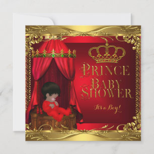 Kleiner Prinz Baby Shower Junge Regales Rot Kronen Einladung